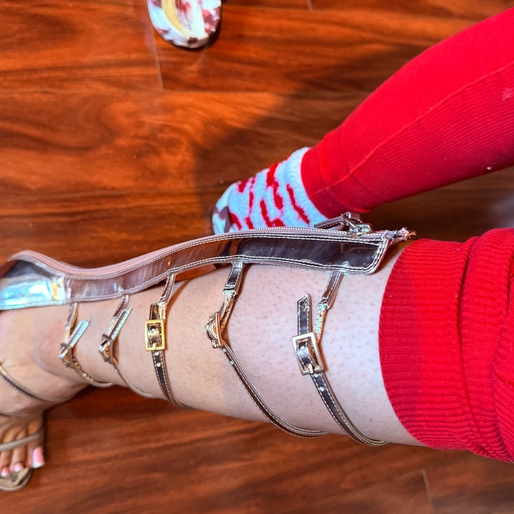 Strappy Metallic Gladiator Stiletto Sandals - Women - Picture 3 of 9